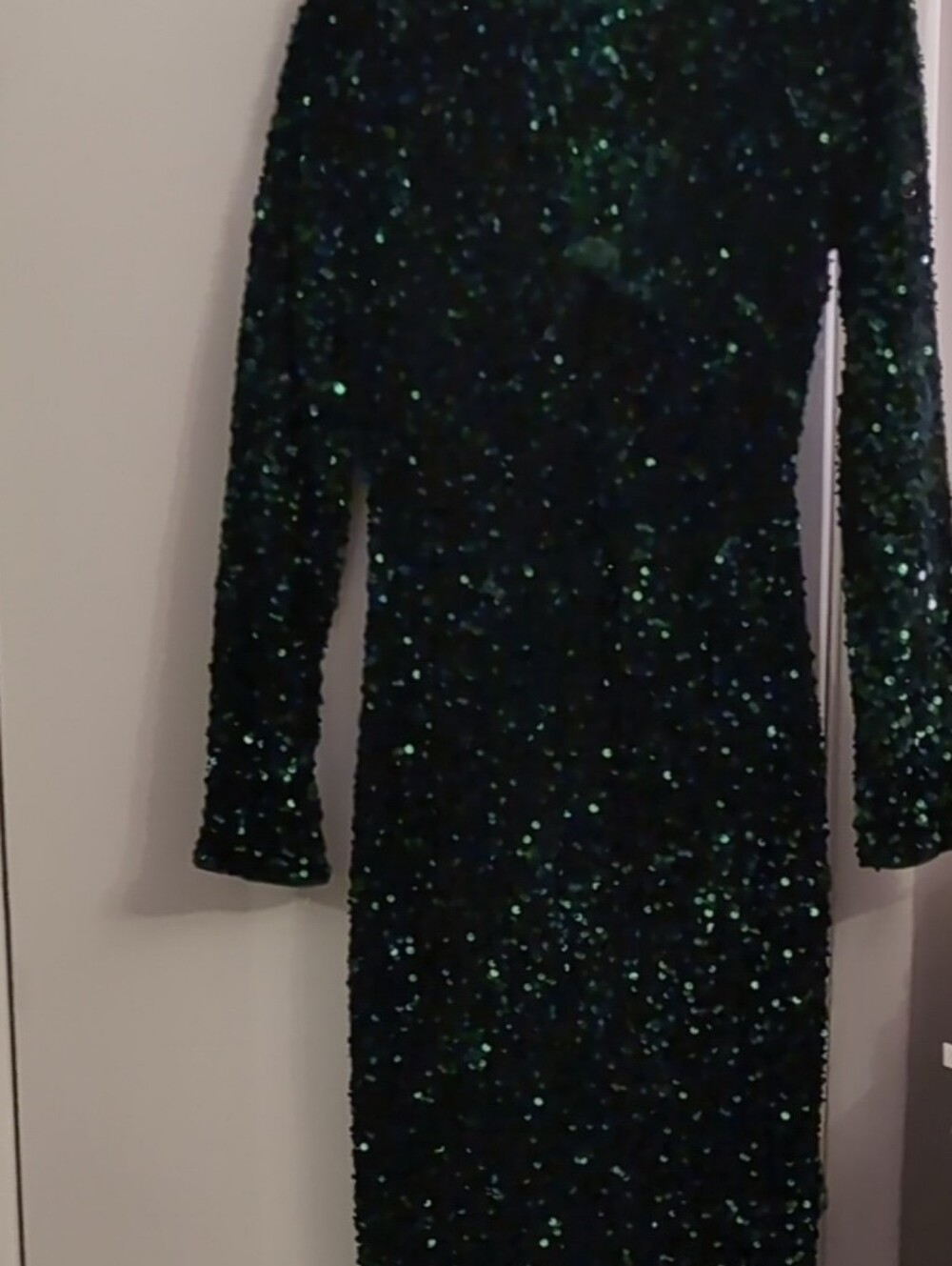 Long Emerald Green Sequin Evening Dress - Women's